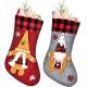 2 Pcs Christmas Stockings New Set, 3D Gnomes Soft Classic Red and Grey Fireplace Hanging for Holiday Xmas Party Decor