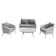 4 Pieces Beige Poly Rattan Sofa Aluminum Patio Furniture Set