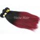 Dark Red Human Hair Extensions , Silky Straight Real Hair Ombre Extensions