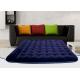 Foldable PVC Single Flocked Airbed Dark Blue Double Inflatable Mattress Built In Pillow