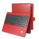 Red 3.7V Genuine Leather Ipad 2 Leather Case with Bluetooth Keyboard