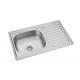 Chromium Nickel Single Bowl Kitchen Sink With Drainboard 22 GAUGE