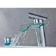 Glass Waterfall Spout Brass Bathroom Faucet ROVATE Stainless Steel Handle