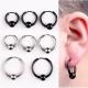 Hoop Earrings Stainless Steel Punk Men Earrings Ball Pendant Circle Ring Earring Piercing Jewelry Earrings Christmas Gif