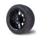 Glossy Black 12 Tempest Golf Cart Wheels 215/35-12 Street Tires Combo