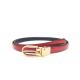 Red 1.5CM Womens Skinny Leather Belt With Gold Buckle