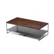 Rectangle Iron Central Coffee Table Grey Metal Oak Top Coffee Table