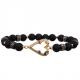 Best Valentine's Day gift black strechy handmade beads bracelets with zircon heart and gold spacer