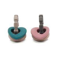 Customized Cadmium Free Heart Shape 5cm Silicone Wood Teether No Lead