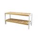2 Layer 26cm Depth 10KG Bamboo And MDF Natural Color And White Shoe Rack
