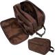 Dark Brown Water-resistant Dopp Kit PU Leather Shaving Pouch Organizer Travel Bag for Accessories Cosmetic  Hygiene