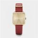 20ATM Red Leather Watch Minimalist Square Face Leather Strap Watch