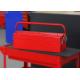 Red 530mm 3 Trays Metal Tool Box Portable With One Handle To Store Tools