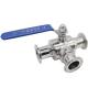 Stainless Steel 304 316 316L Casting Sanitary 3-Way Manual Ball Valve 1/2 Inch DIN 3A SMS