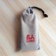 Grey Soft One Side Velvet Drawstring Bag With A Snap Button Packaging Pouch