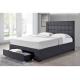 Double Linen Fabric Bed With Drawer / Gray Linen Upholstered Bed