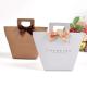 Custom Logo White Kraft Present Paper Bags 9.5*9*12cm French Gift Bag With Ribbon