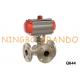 L T Pattern 3 Way Pneumatic Flanged Ball Valve Stainless Steel