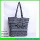 LUDA lady fashion enthic straw tote bag white&black canvas beach totes