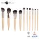 Solid Wood Handle Cosmetic Makeup Brush Set with Synthetic Hair Customized