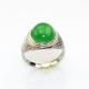 White Gold Plated Sterling Silver Green Jade  Ring  (JR040)
