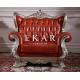 Luxury Carved Sofa Set Antique Style Red Chesterfield Sofa Leather  LS-A806T