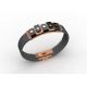 Top Quality Europe Fashion Stainless Steel Genuine Leather Silicone Bangle Bracelet ADB24