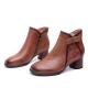 S321 Round toe flat wedge heel top layer cowhide mid-tube women's boots leather warm Martin boots
