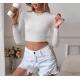 Low Moq Clothing Manufacturer Women'S Sexy Backless Cropped Slim Fit Knit Long Sleeve Top