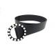 Black Women'S Fashion Leather Belts With Round Pearl Buckle / 4.5cm Width Waist Belt For Ladies