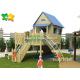 LLDPE Wooden Playground Slide , Garden Swing Slide Wooden Plastic Parts Components