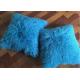 18x 18 Tibetan Lamb Fur Pillow Single Sided Fur Cushion Cover Sky Blue Color