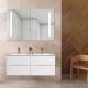 Floating Double Sink PVC Wash Basin Cabinet With Mirror Faucet