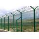 Green Airport Fence Design With Razor Barbed Wire Anti Climb Security Wire Mesh Fence