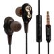 Dual Driver Wired Metal Earbuds Super Bass Stereo With Mic Music Earphone