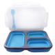 High quality 3 compartment microwaveable collapsible silicone lunch box