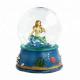 Aquarium souvenirs glass snow ball for collection resin cartoon beauty mermaid snow globe with blue base snowdome