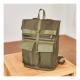 Anti Splashing Water Male Leather Backpack 36cm 43cm Military Green