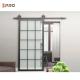 Manual Modern Interior Doors Hidden Track Mirrored Aluminum Tempered Glass Sliding Barn Door