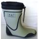 Comfortable Grey And White Mens Rubber Rain Boots ，Slip Resistant