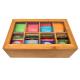 8 Compartments Hinged Wooden Storage Box Bamboo Tea Box Storage Organizer