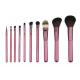 Pink Professional Makeup Brush Set Include Wooden Handle Aluminum Ferrule