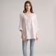 Deep V Womens Casual Linen Shirts Loose 3/4 Cape Sleeve Blouse With Cowl Cross