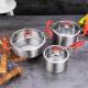Best Sale 430 Stainless Steel Cooking Soup Pot Set Saucepan Cookware Set With Silicone Handle