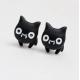 Korean version of the retro black Stereo Neckband sided cute little female cat earrings