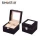 Beige Lining Color Leather Clock Box with Glossy Varnishing Surface Disposal