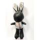 20CM Cute Rabbit Plush Doll , Black Leather Material Rabbit Soft Toy