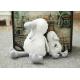 Soft Personalised Plush Toys Striped Big White Duck Doll For Baby Playing