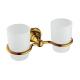 Golden Bathroom Accessory Double Tumbler Holder Wall Mount Two Cups