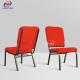 Red Padded Church Auditorium Chairs With Back Pocket Iron Frame Material